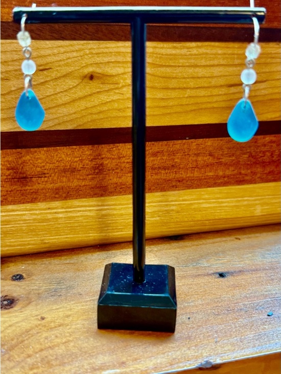 Jewelry - Blue Cape Cod Seaglass Teardrop Dangle Earrings